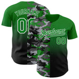 Custom Grass Green Black-White Half Camo Ombre Authentic Baseball Jersey