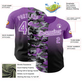 Custom Medium Purple Black-White Half Camo Ombre Authentic Baseball Jersey