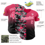 Custom Neon Pink Black-White Half Camo Ombre Authentic Baseball Jersey