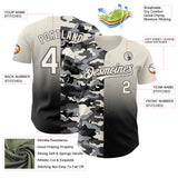 Custom Cream Black-Steel Gray Half Camo Ombre Authentic Baseball Jersey