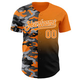 Custom Bay Orange Black-White Half Camo Ombre Authentic Baseball Jersey