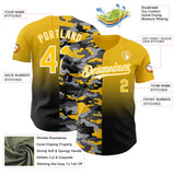 Custom Yellow Black-White Half Camo Ombre Authentic Baseball Jersey