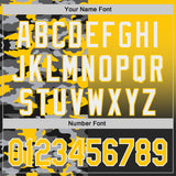 Custom Yellow Black-White Half Camo Ombre Authentic Baseball Jersey