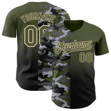 Custom Olive Black-City Cream Half Camo Ombre Authentic Baseball Jersey