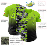 Custom Neon Green Black-Steel Gray Half Camo Ombre Authentic Baseball Jersey