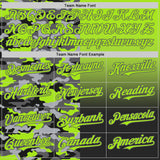 Custom Neon Green Black-Steel Gray Half Camo Ombre Authentic Baseball Jersey