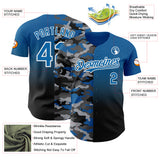 Custom Blue Black-White Half Camo Ombre Authentic Baseball Jersey