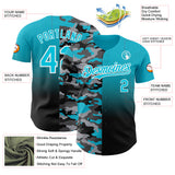 Custom Lakes Blue Black-White Half Camo Ombre Authentic Baseball Jersey
