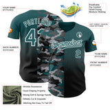 Custom Midnight Green Black-White Half Camo Ombre Authentic Baseball Jersey