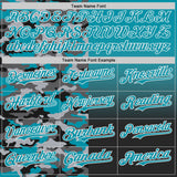 Custom Teal Black-White Half Camo Ombre Authentic Baseball Jersey