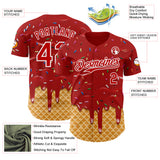 Custom Red-White Ice Cream Waffle Foodie Dessert Authentic Baseball Jersey