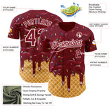 Custom Crimson-Cream Ice Cream Waffle Foodie Dessert Authentic Baseball Jersey