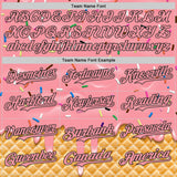 Custom Medium Pink-Black Ice Cream Waffle Foodie Dessert Authentic Baseball Jersey