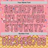 Custom Medium Pink-Black Ice Cream Waffle Foodie Dessert Authentic Baseball Jersey