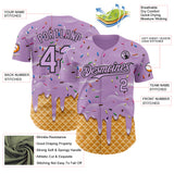 Custom Light Purple-Black Ice Cream Waffle Foodie Dessert Authentic Baseball Jersey