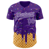 Custom Purple-White Ice Cream Waffle Foodie Dessert Authentic Baseball Jersey