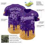 Custom Purple-White Ice Cream Waffle Foodie Dessert Authentic Baseball Jersey