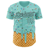 Custom Ice Blue-Black Ice Cream Waffle Foodie Dessert Authentic Baseball Jersey
