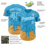 Custom Sky Blue-White Ice Cream Waffle Foodie Dessert Authentic Baseball Jersey