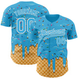 Custom Sky Blue-White Ice Cream Waffle Foodie Dessert Authentic Baseball Jersey