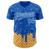 Custom Blue-White Ice Cream Waffle Foodie Dessert Authentic Baseball Jersey