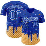 Custom Thunder Blue-White Ice Cream Waffle Foodie Dessert Authentic Baseball Jersey