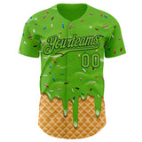 Custom Aurora Green-Black Ice Cream Waffle Foodie Dessert Authentic Baseball Jersey