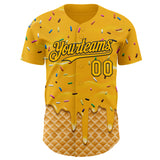 Custom Gold-Black Ice Cream Waffle Foodie Dessert Authentic Baseball Jersey