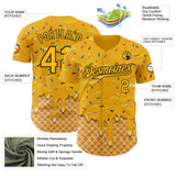 Custom Gold-Black Ice Cream Waffle Foodie Dessert Authentic Baseball Jersey
