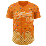 Custom Bay Orange-White Ice Cream Waffle Foodie Dessert Authentic Baseball Jersey