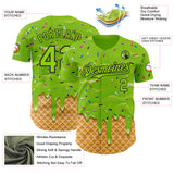 Custom Neon Green-Black Ice Cream Waffle Foodie Dessert Authentic Baseball Jersey