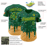 Custom Kelly Green-Yellow Ice Cream Waffle Foodie Dessert Authentic Baseball Jersey