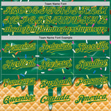 Custom Kelly Green-Yellow Ice Cream Waffle Foodie Dessert Authentic Baseball Jersey