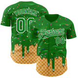 Custom Grass Green-White Ice Cream Waffle Foodie Dessert Authentic Baseball Jersey