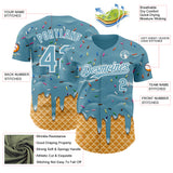 Custom Shadow Blue-White Ice Cream Waffle Foodie Dessert Authentic Baseball Jersey