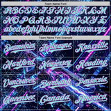 Custom Black Ice Blue-Medium Purple Futurism Cyberpunk E-sports 3D Pattern Design Authentic Baseball Jersey
