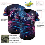 Custom Navy-White Futurism Cyberpunk E-sports 3D Pattern Design Authentic Baseball Jersey