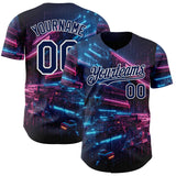 Custom Navy-White Futurism Cyberpunk E-sports 3D Pattern Design Authentic Baseball Jersey