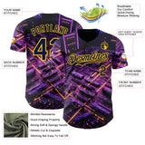 Custom Black Navy-Yellow Futurism Cyberpunk E-sports 3D Pattern Design Authentic Baseball Jersey