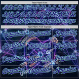 Custom Black Dark Purple-Ice Blue Futurism Tech E-sports 3D Pattern Design Authentic Baseball Jersey