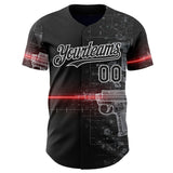 Custom Black-White Futurism Sci-Fi E-sports 3D Pattern Design Authentic Baseball Jersey