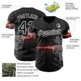 Custom Black-White Futurism Sci-Fi E-sports 3D Pattern Design Authentic Baseball Jersey