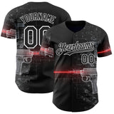 Custom Black-White Futurism Sci-Fi E-sports 3D Pattern Design Authentic Baseball Jersey