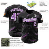 Custom Black Medium Purple-White Futurism Sci-Fi E-sports 3D Pattern Design Authentic Baseball Jersey