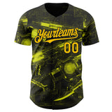 Custom Black-Yellow Futurism Cyberpunk E-sports 3D Pattern Design Authentic Baseball Jersey