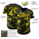 Custom Black-Yellow Futurism Cyberpunk E-sports 3D Pattern Design Authentic Baseball Jersey