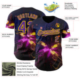Custom Navy Purple-Yellow Futurism Sci-Fi E-sports 3D Pattern Design Authentic Baseball Jersey