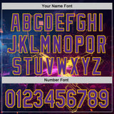 Custom Navy Purple-Yellow Futurism Sci-Fi E-sports 3D Pattern Design Authentic Baseball Jersey