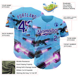 Custom Blue Dark Purple-White Futurism Sci-Fi E-sports 3D Pattern Design Authentic Baseball Jersey