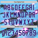 Custom Blue Dark Purple-White Futurism Sci-Fi E-sports 3D Pattern Design Authentic Baseball Jersey